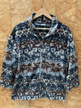 Vintage 90s brown beige aztec Navajo pattern crazy print zip fleece size medium by Sergio Tacchini